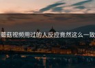 蘑菇视频用过的人反应竟然这么一致