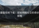 蘑菇视频下载：探秘网络社交的奇妙旅程