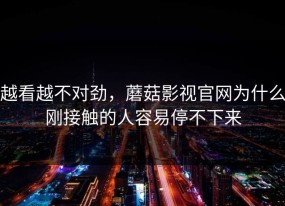 越看越不对劲，蘑菇影视官网为什么刚接触的人容易停不下来