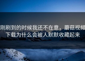 刚刷到的时候我还不在意，蘑菇视频下载为什么会被人默默收藏起来