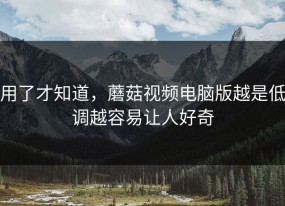 用了才知道，蘑菇视频电脑版越是低调越容易让人好奇