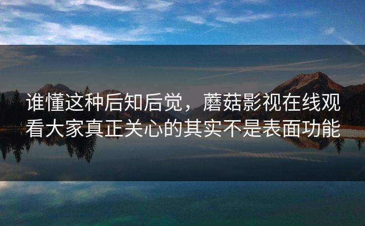 谁懂这种后知后觉，蘑菇影视在线观看大家真正关心的其实不是表面功能