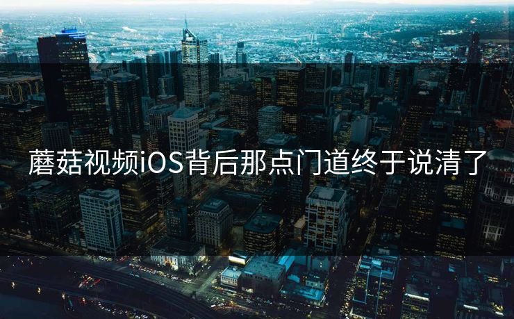 蘑菇视频iOS背后那点门道终于说清了