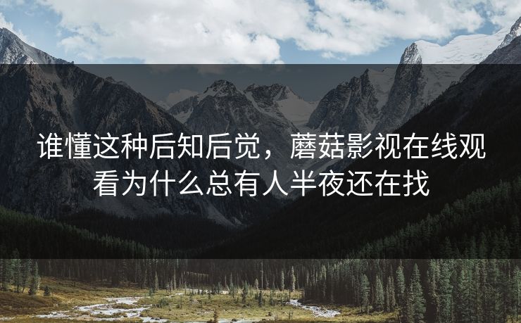谁懂这种后知后觉，蘑菇影视在线观看为什么总有人半夜还在找