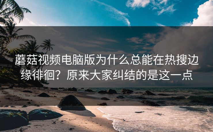 蘑菇视频电脑版为什么总能在热搜边缘徘徊？原来大家纠结的是这一点