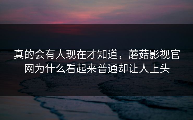 真的会有人现在才知道，蘑菇影视官网为什么看起来普通却让人上头