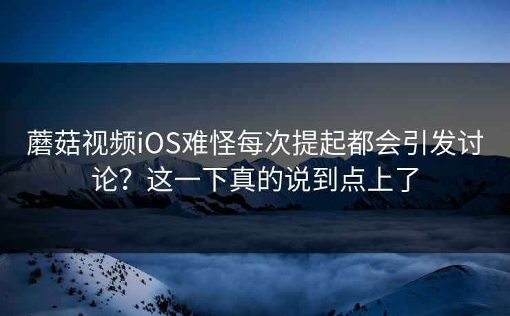 蘑菇视频iOS难怪每次提起都会引发讨论？这一下真的说到点上了