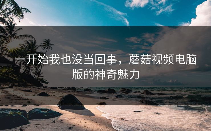 一开始我也没当回事，蘑菇视频电脑版的神奇魅力
