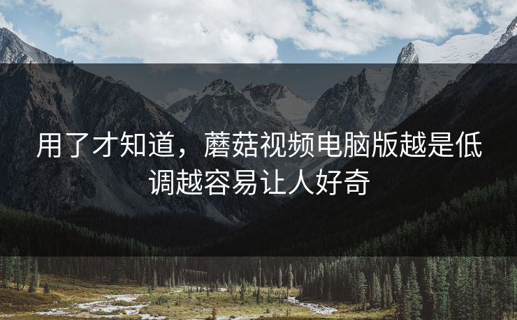 用了才知道，蘑菇视频电脑版越是低调越容易让人好奇