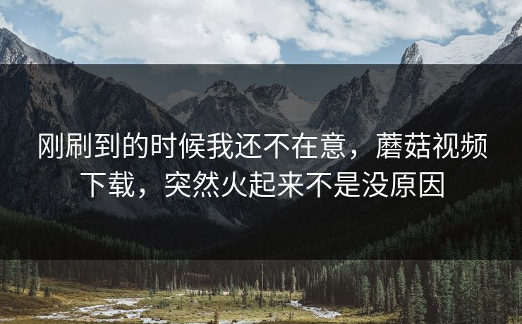 刚刷到的时候我还不在意，蘑菇视频下载，突然火起来不是没原因