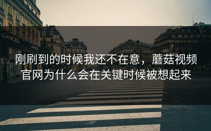 刚刷到的时候我还不在意，蘑菇视频官网为什么会在关键时候被想起来
