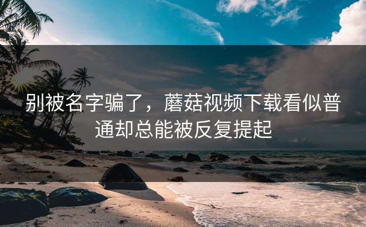 别被名字骗了，蘑菇视频下载看似普通却总能被反复提起