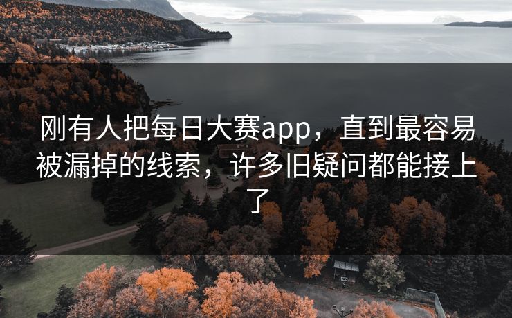 刚有人把每日大赛app，直到最容易被漏掉的线索，许多旧疑问都能接上了