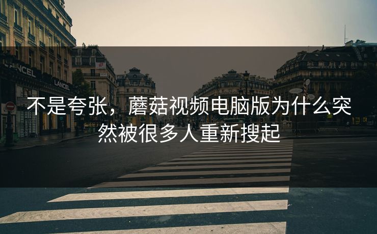 不是夸张，蘑菇视频电脑版为什么突然被很多人重新搜起