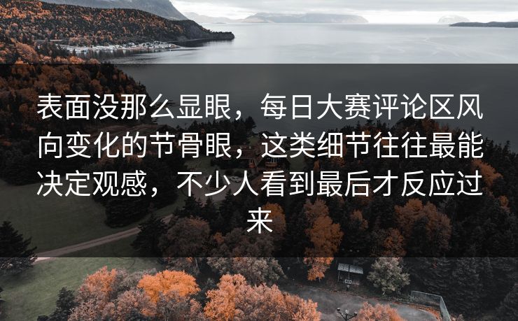表面没那么显眼，每日大赛评论区风向变化的节骨眼，这类细节往往最能决定观感，不少人看到最后才反应过来